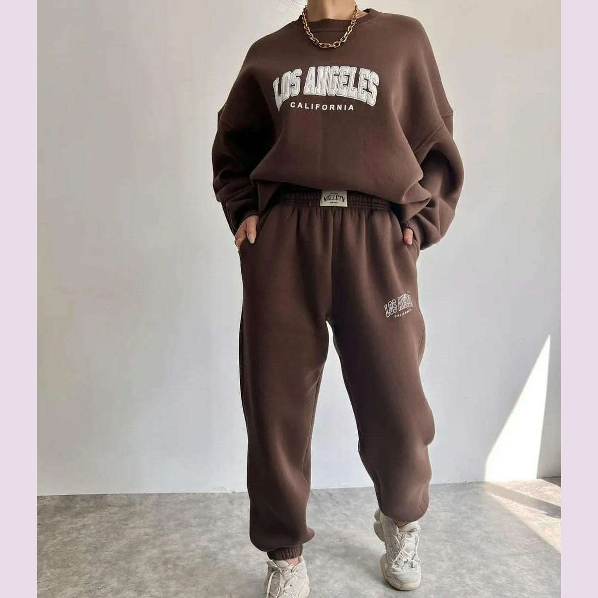 Casual Long Sleeve Hoodies Pants Set Office Lady Autumn Winter Print Sweatershirt Trousers Two Piece Set Women Outfit 2023 - KIMLUD