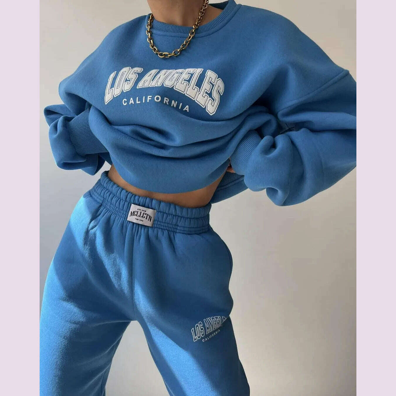 Casual Long Sleeve Hoodies Pants Set Office Lady Autumn Winter Print Sweatershirt Trousers Two Piece Set Women Outfit 2023 - KIMLUD