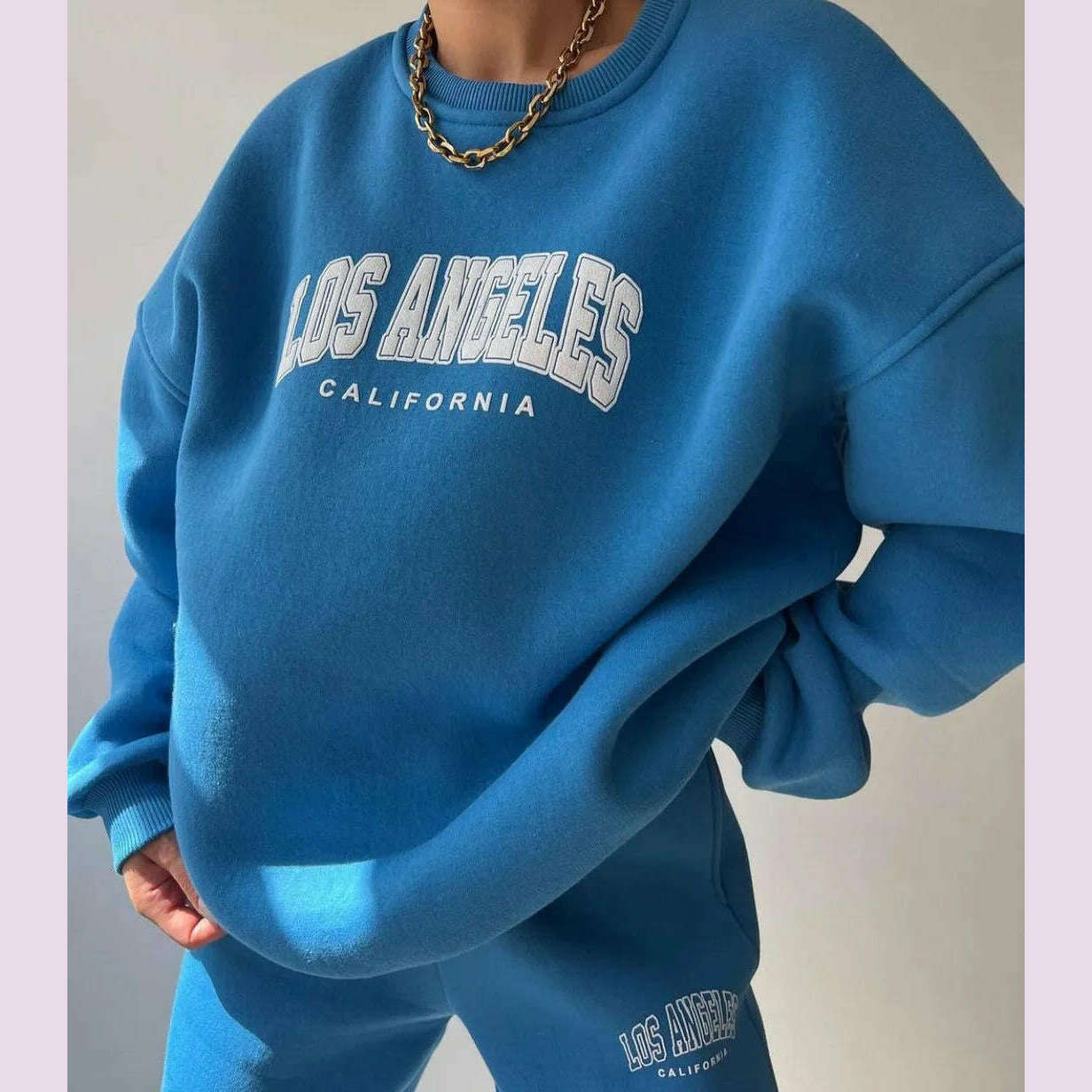 Casual Long Sleeve Hoodies Pants Set Office Lady Autumn Winter Print Sweatershirt Trousers Two Piece Set Women Outfit 2023 - KIMLUD