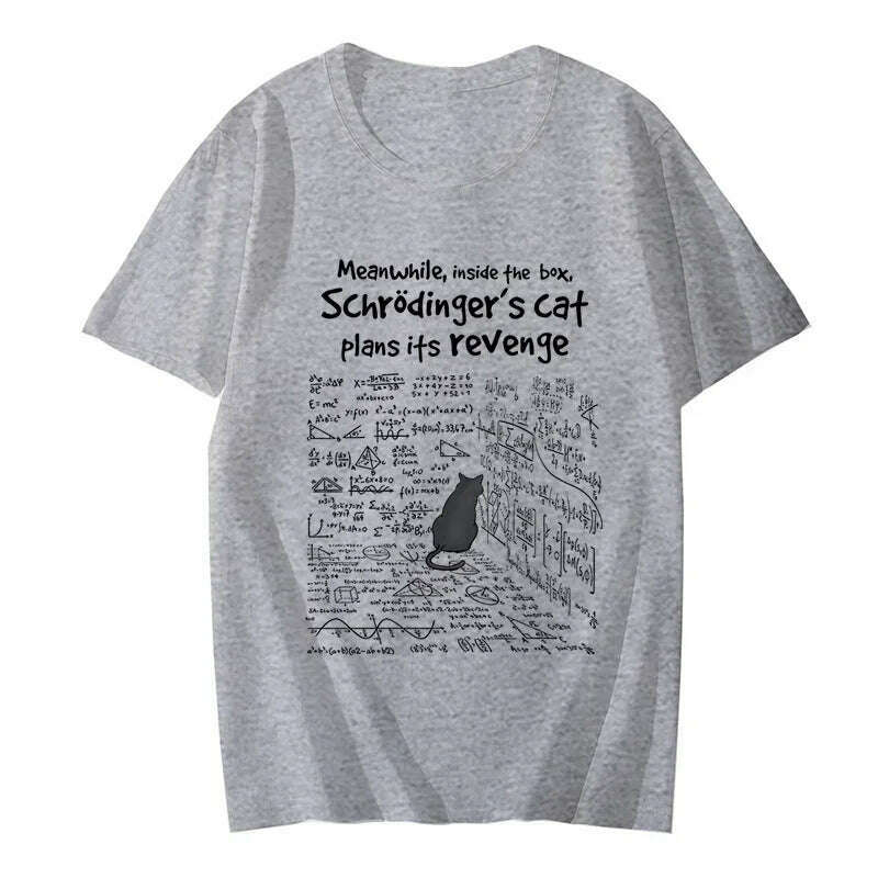 Cat's Revenge Men T-shirts Funny Math Formula Tshirt Male Female Clothes Short Sleeve Tops Fashion Cartoon Anime Graphic T Shirt - KIMLUD