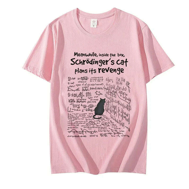 Cat's Revenge Men T-shirts Funny Math Formula Tshirt Male Female Clothes Short Sleeve Tops Fashion Cartoon Anime Graphic T Shirt - KIMLUD