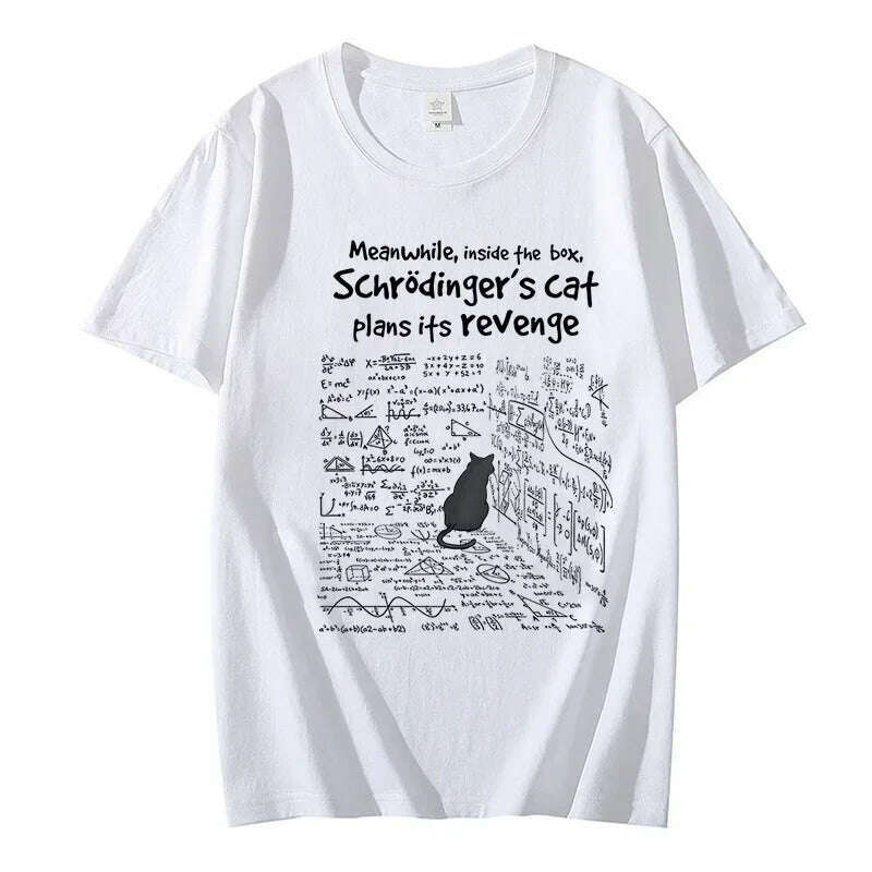 Cat's Revenge Men T-shirts Funny Math Formula Tshirt Male Female Clothes Short Sleeve Tops Fashion Cartoon Anime Graphic T Shirt - KIMLUD