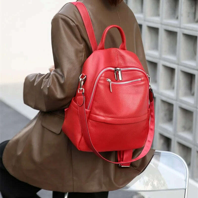 Women Genuine Leather Backpack for Female High Quality Cow Leather Bagpacks Ladi S9207e1894e37402db51e236abc66b  main image 4