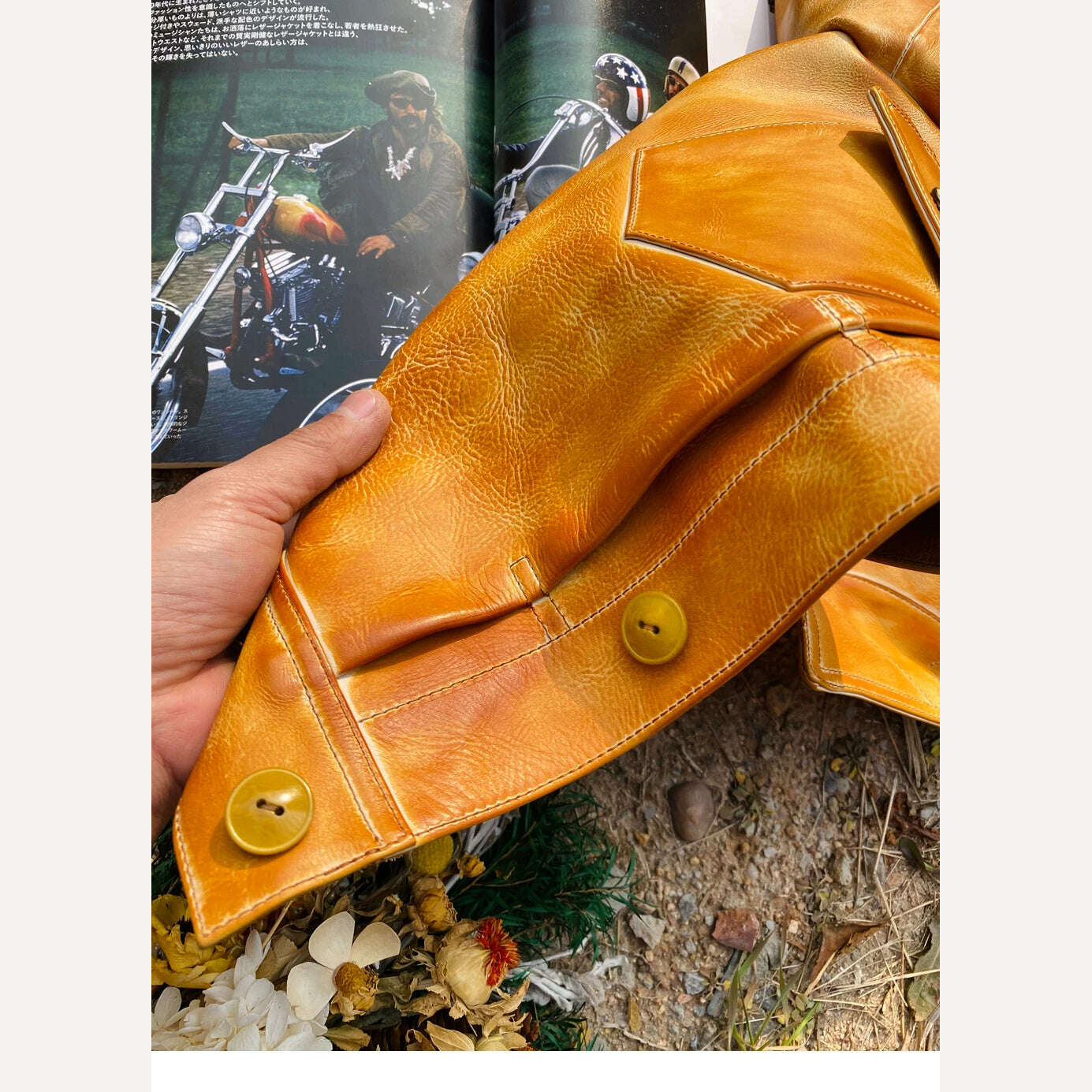 KIMLUD, CD507XX Cidu Asian Size Men's Slim Vintage Genuine Italy La Bretagna Cowhide Vegetable Tanned Leather Type2 Jacket, KIMLUD Womens Clothes