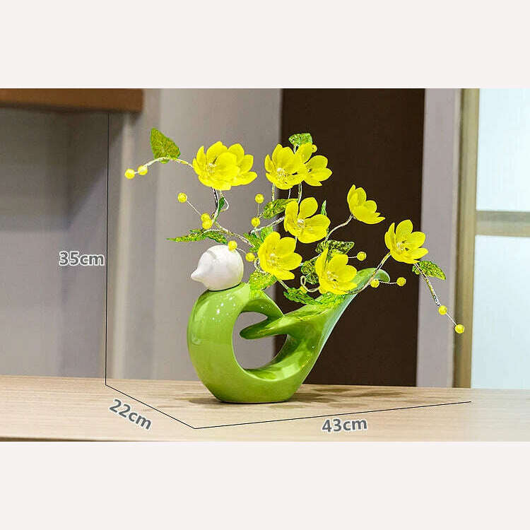 KIMLUD, Ceramic Birds Vase for Home Decoration, Creative Design, Fashion Flowers, Crafts, Wedding, Dining Table, Accessories, KIMLUD Womens Clothes