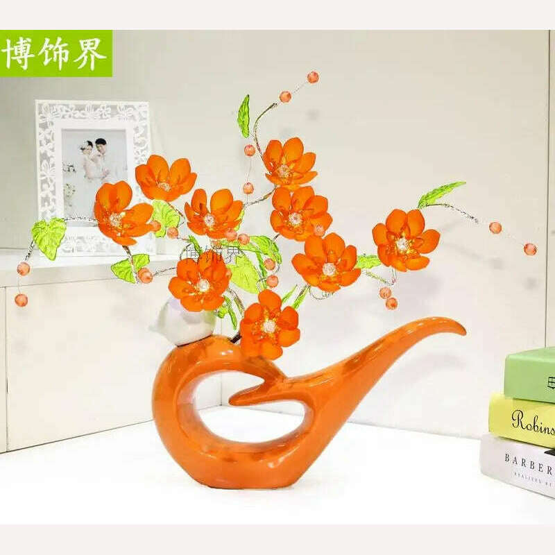 KIMLUD, Ceramic Birds Vase for Home Decoration, Creative Design, Fashion Flowers, Crafts, Wedding, Dining Table, Accessories, KIMLUD Womens Clothes