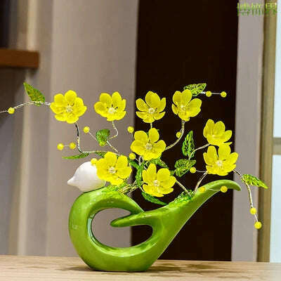 KIMLUD, Ceramic Birds Vase for Home Decoration, Creative Design, Fashion Flowers, Crafts, Wedding, Dining Table, Accessories, C, KIMLUD Womens Clothes