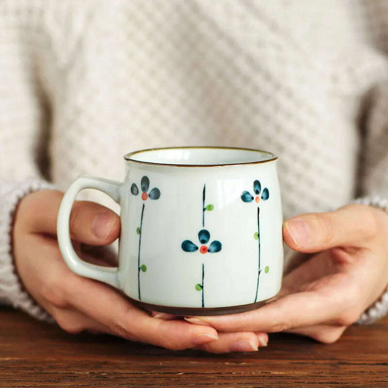 Ceramic Mug Japanese Style Hand-painted Tea Mugs Home Drinking Cup Coffee Mug TeaCup Office Water Cup Kitchen Drinking Tool - KIMLUD