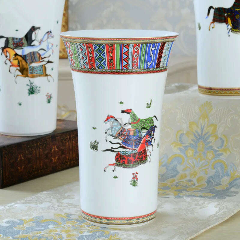 KIMLUD, Ceramic Tabletop Vase Porcelain Bone China Flower Vessel Wedding Gifts Presents Box Packaging Home Ornament Decoration Luxury, KIMLUD Womens Clothes