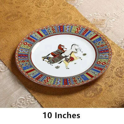 KIMLUD, Ceramics Dinner Plate Steak Plate Breakfast Container Snacks Dish Gift Box Wedding Gift 10/8 Inches Kitchen Utensils Fruit Plate, Style 1, KIMLUD Womens Clothes