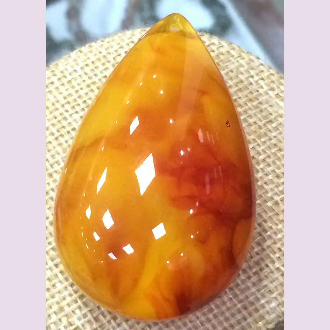 KIMLUD, Certificate Natural Mexican Amber Beeswax Water Drop Pendant 35*60*25mm, KIMLUD Womens Clothes