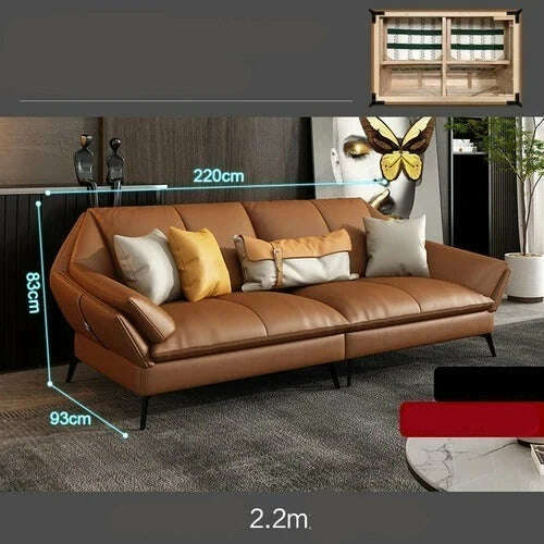 KIMLUD, Chaise Lounge Floor Living Room Sofas Leather Minimalist Recliner Living Room Sofas Office L Shape Muebles Home Furniture, 2.2m, KIMLUD APPAREL - Womens Clothes