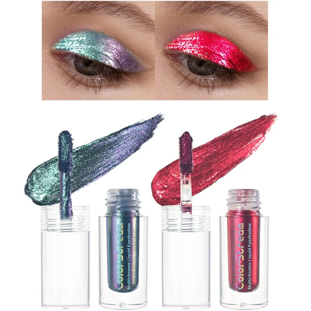 KIMLUD, CHARMACY 2pcs/set Multichrome Eyeshadow Liquid 1.5ml Waterproof Longstay Glitter Eye Shadow High Gloss Christmas Holiday Makeup, KIMLUD Women's Clothes