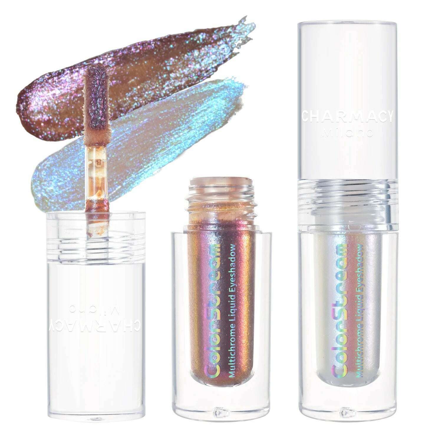 KIMLUD, CHARMACY 2pcs/set Multichrome Eyeshadow Liquid 1.5ml Waterproof Longstay Glitter Eye Shadow High Gloss Christmas Holiday Makeup, E07, KIMLUD Womens Clothes