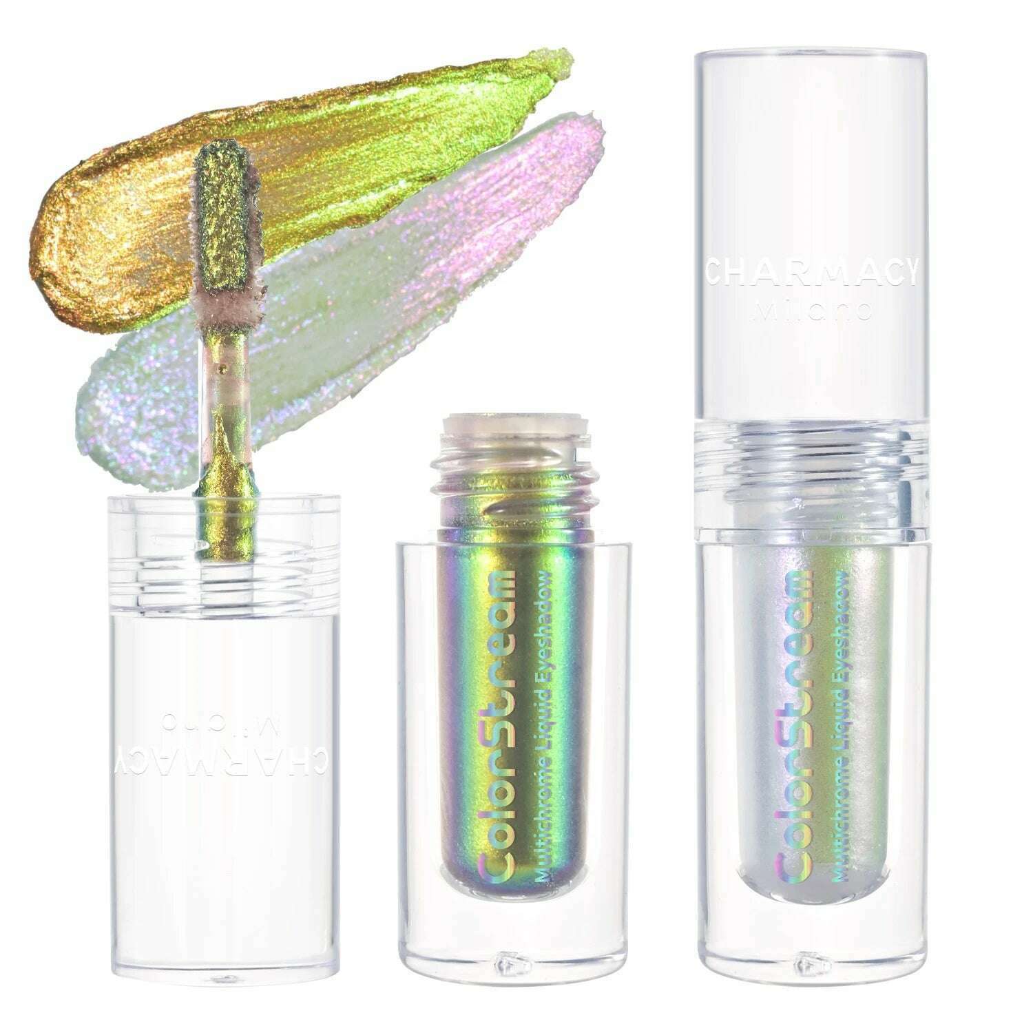 KIMLUD, CHARMACY 2pcs/set Multichrome Eyeshadow Liquid 1.5ml Waterproof Longstay Glitter Eye Shadow High Gloss Christmas Holiday Makeup, E02, KIMLUD Womens Clothes