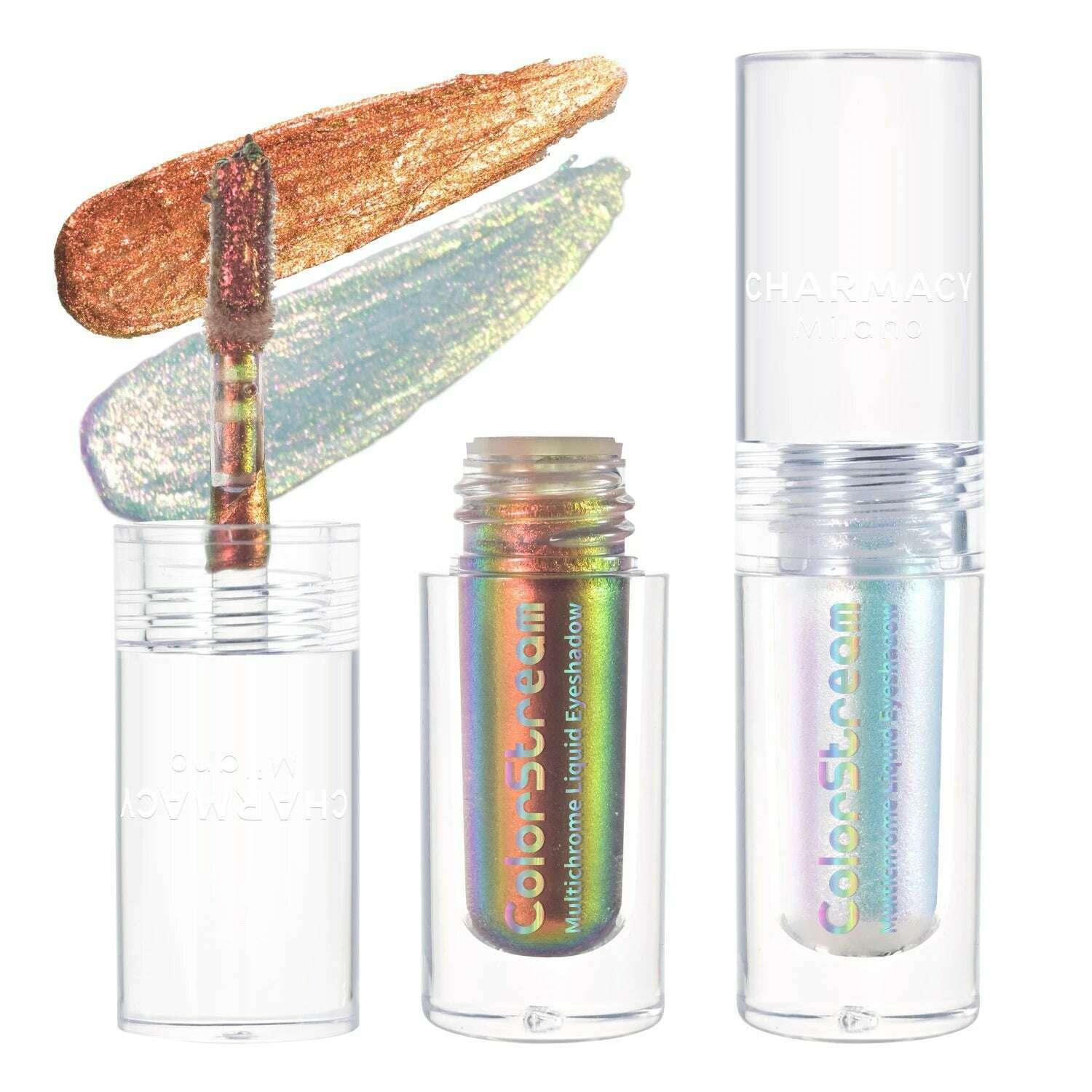 KIMLUD, CHARMACY 2pcs/set Multichrome Eyeshadow Liquid 1.5ml Waterproof Longstay Glitter Eye Shadow High Gloss Christmas Holiday Makeup, KIMLUD Womens Clothes