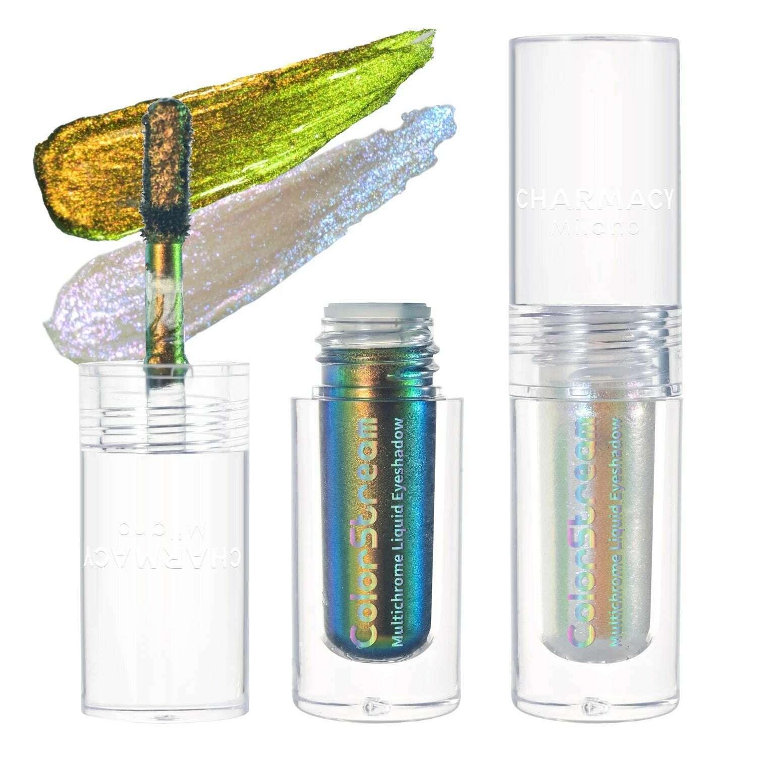 KIMLUD, CHARMACY 2pcs/set Multichrome Eyeshadow Liquid 1.5ml Waterproof Longstay Glitter Eye Shadow High Gloss Christmas Holiday Makeup, KIMLUD Womens Clothes