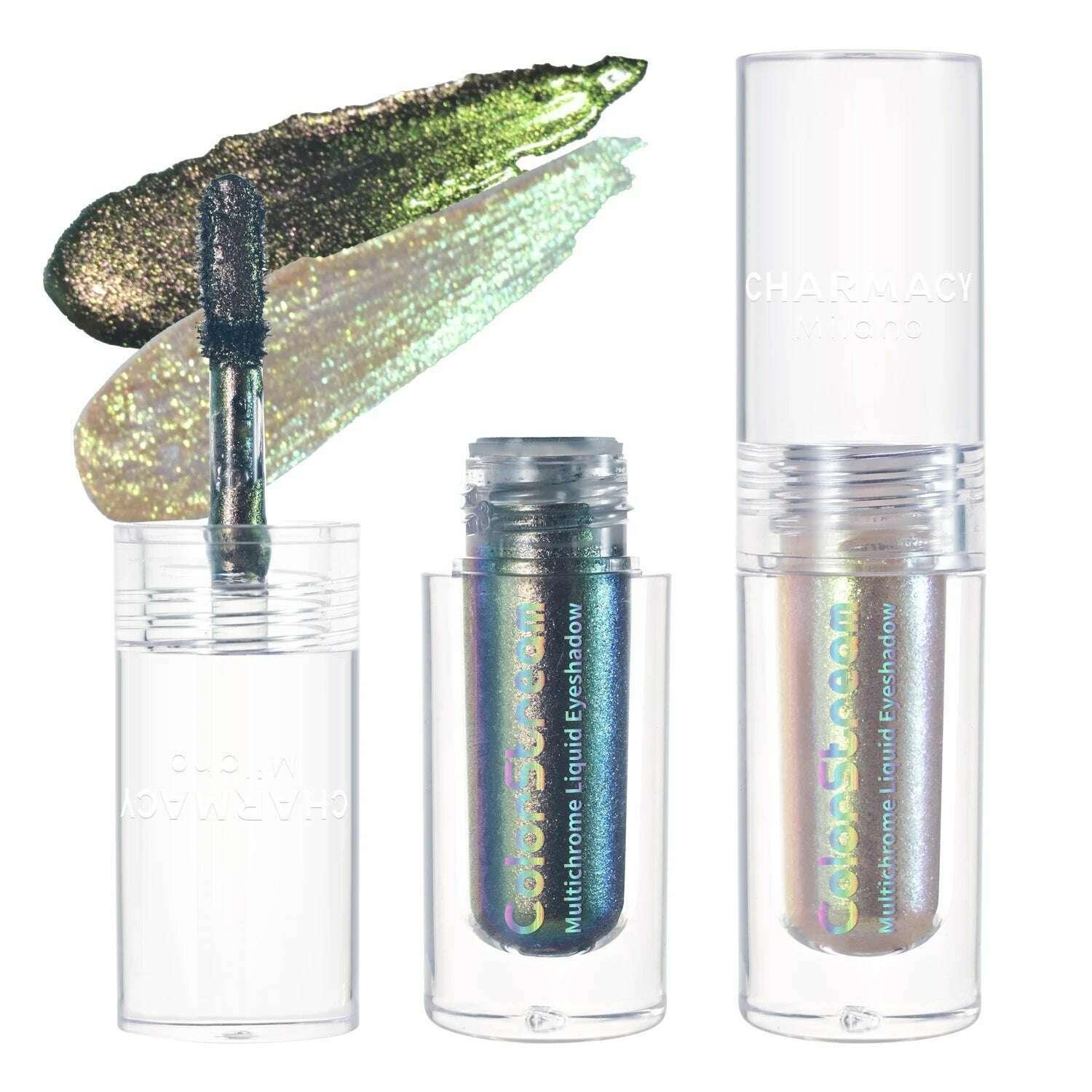 KIMLUD, CHARMACY 2pcs/set Multichrome Eyeshadow Liquid 1.5ml Waterproof Longstay Glitter Eye Shadow High Gloss Christmas Holiday Makeup, KIMLUD Womens Clothes