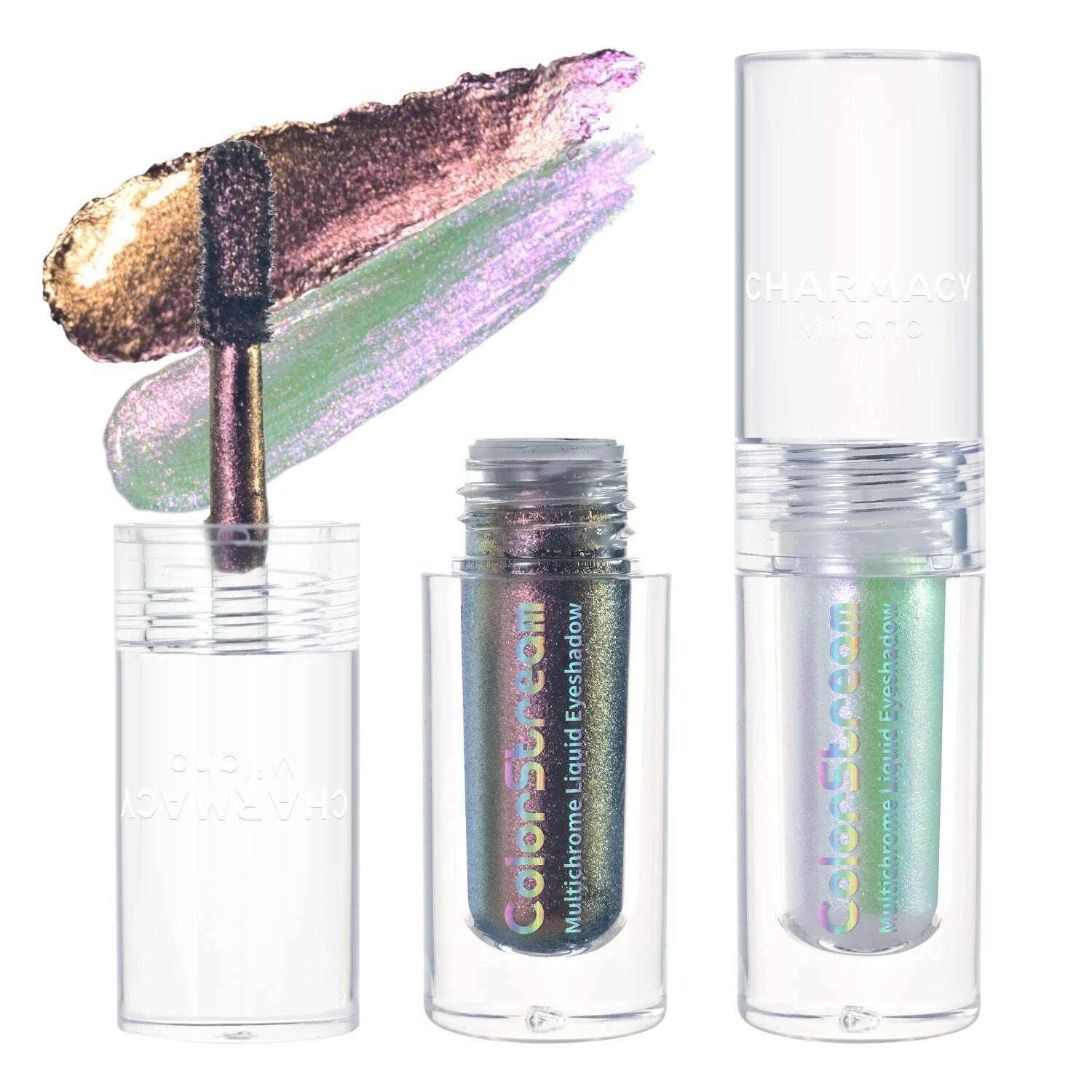 KIMLUD, CHARMACY 2pcs/set Multichrome Eyeshadow Liquid 1.5ml Waterproof Longstay Glitter Eye Shadow High Gloss Christmas Holiday Makeup, KIMLUD Womens Clothes