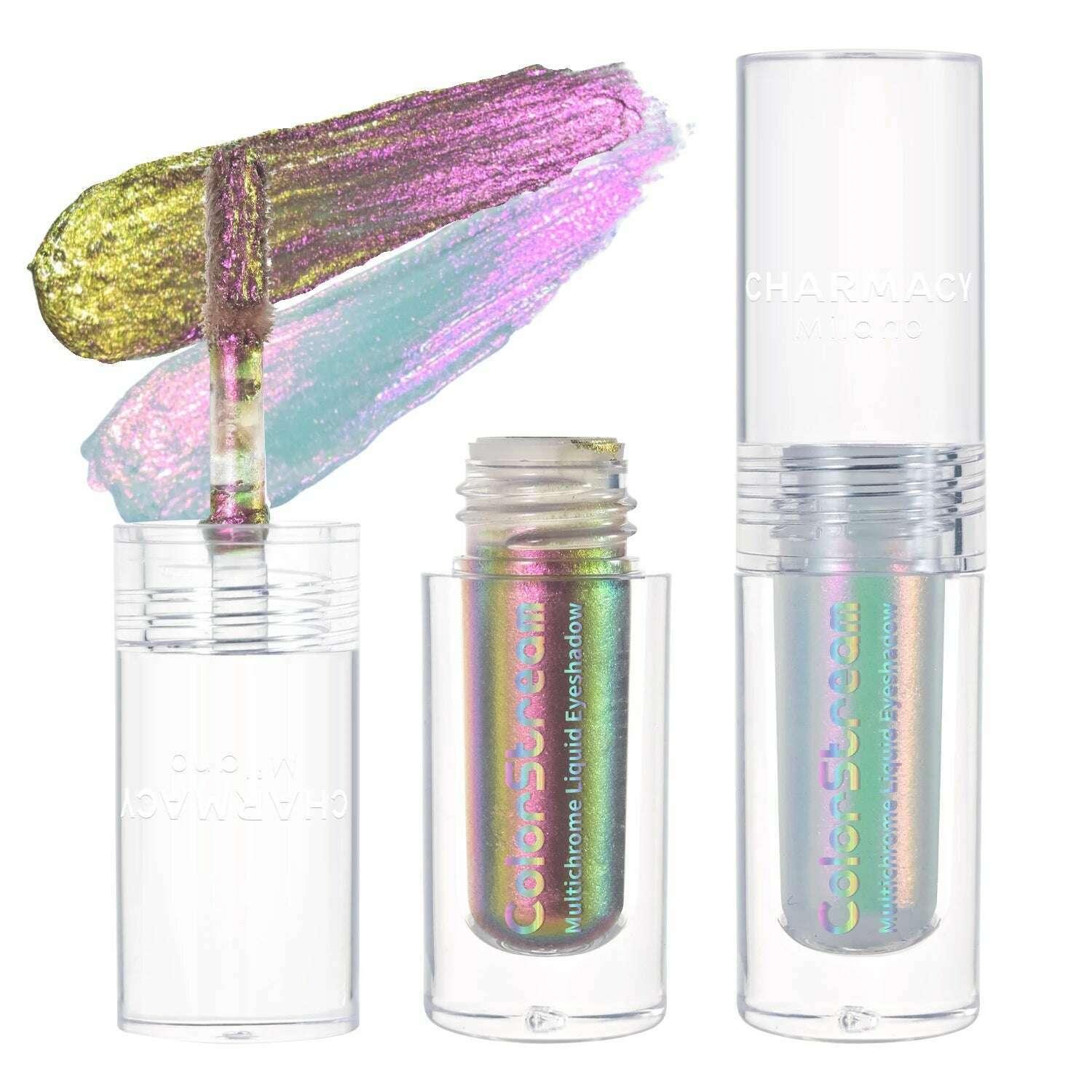 KIMLUD, CHARMACY 2pcs/set Multichrome Eyeshadow Liquid 1.5ml Waterproof Longstay Glitter Eye Shadow High Gloss Christmas Holiday Makeup, KIMLUD Womens Clothes