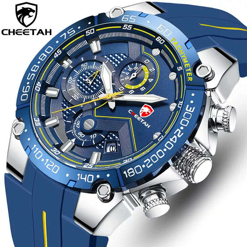 KIMLUD, CHEETAH New Watches Mens Luxury Brand Big Dial Watch Men Waterproof Quartz Wristwatch Sports Chronograph Clock Relogio Masculino, KIMLUD Womens Clothes