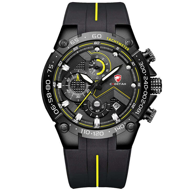 KIMLUD, CHEETAH New Watches Mens Luxury Brand Big Dial Watch Men Waterproof Quartz Wristwatch Sports Chronograph Clock Relogio Masculino, KIMLUD Womens ClothesKIMLUD, CHEETAH New Watches Mens Luxury Brand Big Dial Watch Men Waterproof Quartz Wristwatch Sports Chronograph Clock Relogio Masculino, Black Yellow, KIMLUD APPAREL - Womens Clothes