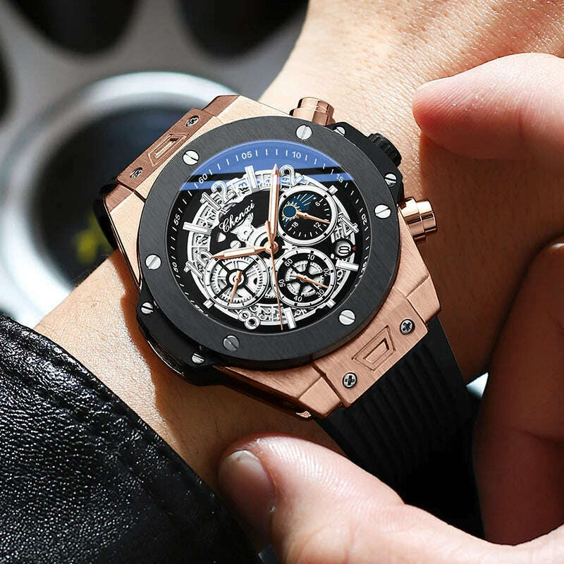 CHENXI 2023 New Watch for Men PU Strap With Chronograph Top Brand Sport Quartz Mens Watches Luminous Waterproof Wristwatch - KIMLUD