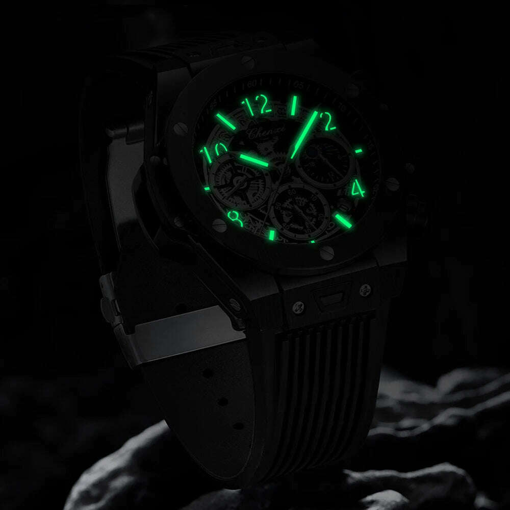 CHENXI 2023 New Watch for Men PU Strap With Chronograph Top Brand Sport Quartz Mens Watches Luminous Waterproof Wristwatch - KIMLUD