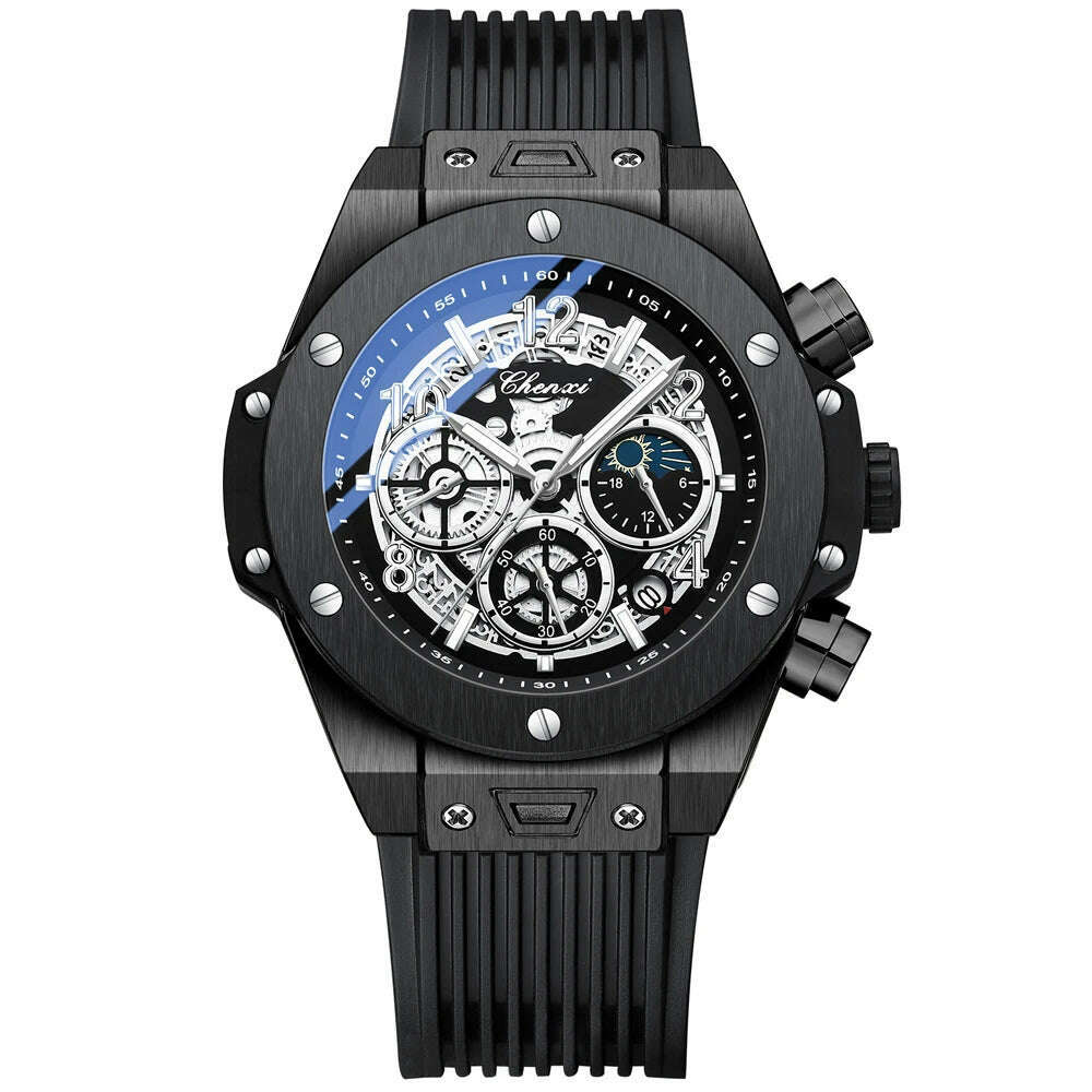 CHENXI 2023 New Watch for Men PU Strap With Chronograph Top Brand Sport Quartz Mens Watches Luminous Waterproof Wristwatch - KIMLUD