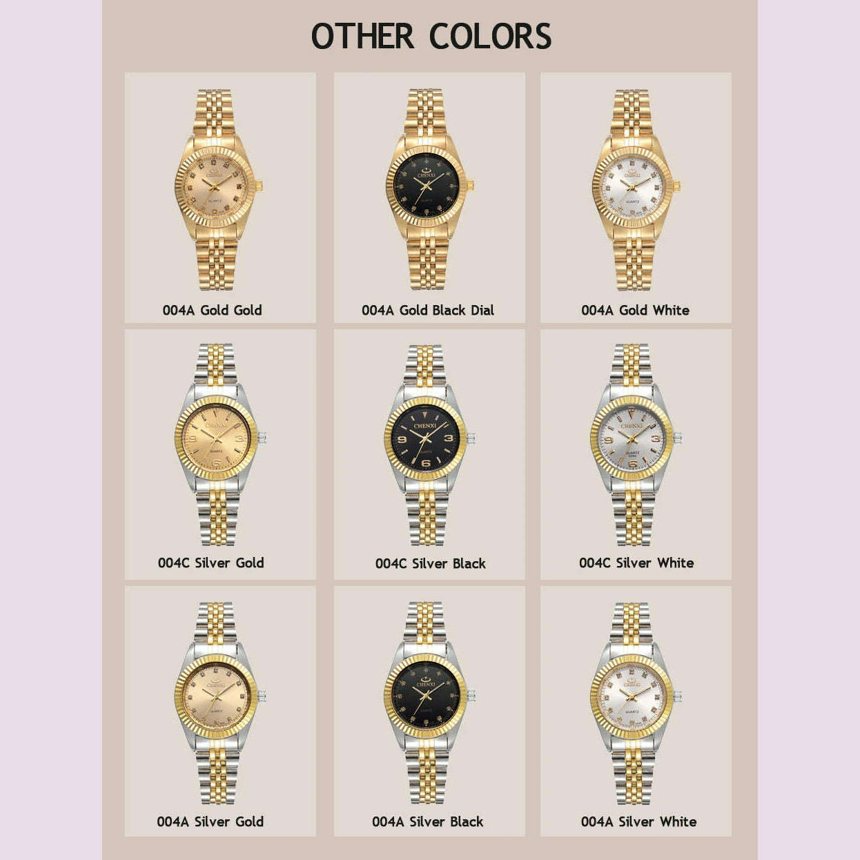 CHENXI Women Quartz Watch Golden & Silver Classic Female Elegant Clock Watches Luxury Gift Ladies Waterproof Wristwatch - KIMLUD