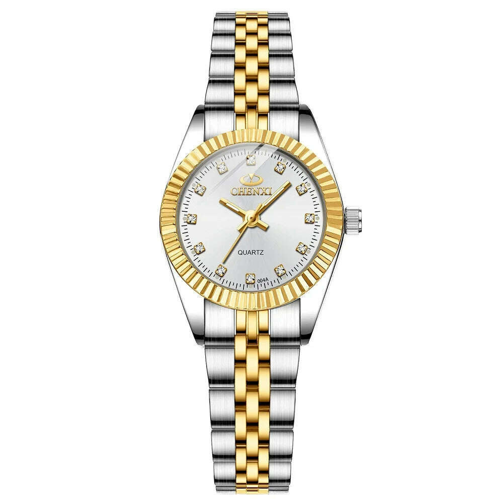 CHENXI Women Quartz Watch Golden & Silver Classic Female Elegant Clock Watches Luxury Gift Ladies Waterproof Wristwatch - KIMLUD