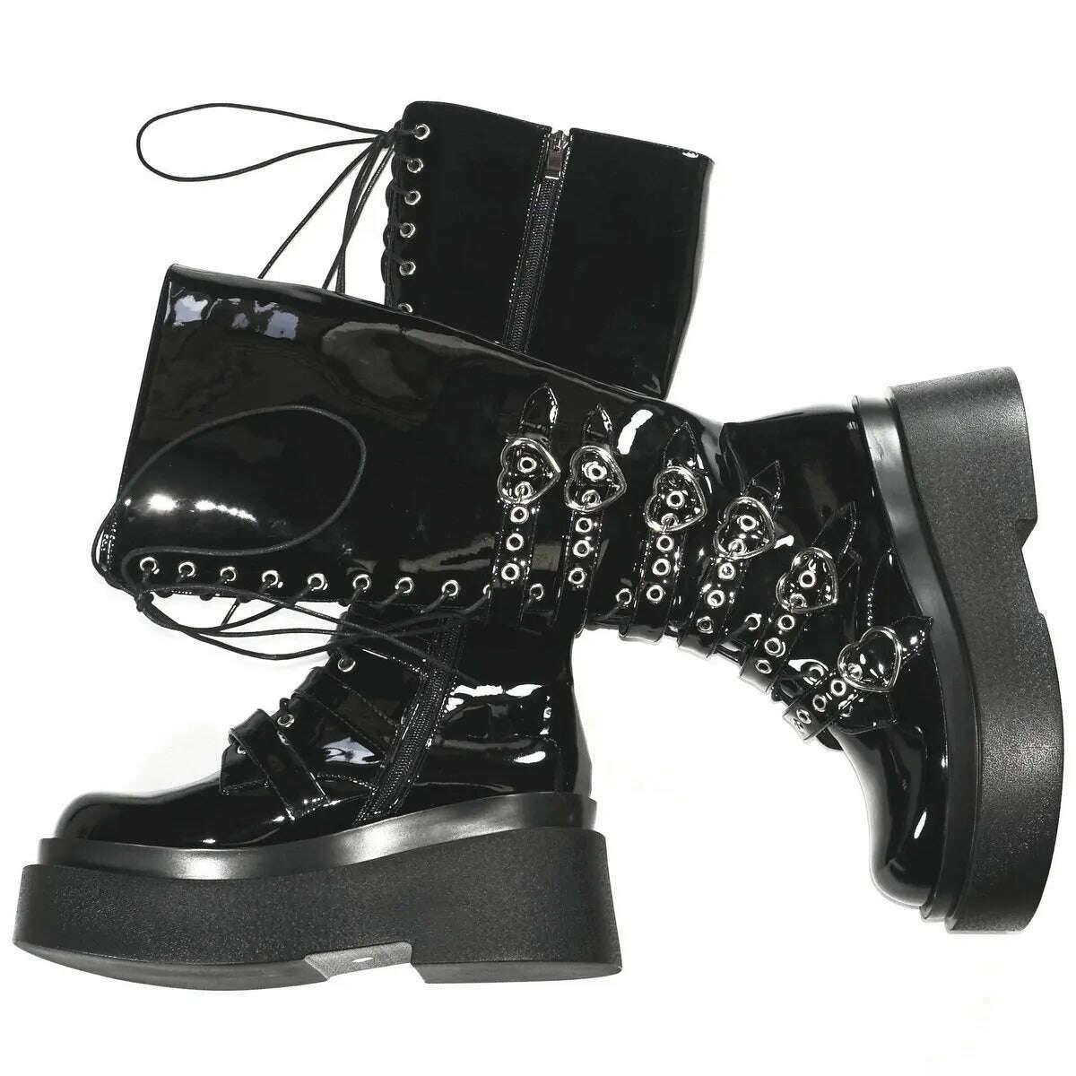 KIMLUD, Chic Buckle Fashion Sneakers Women Lace Up Wedges Thigh High Boots Female Round Toe High Heel Chunky Platform Pumps Casual Shoes, KIMLUD Womens Clothes
