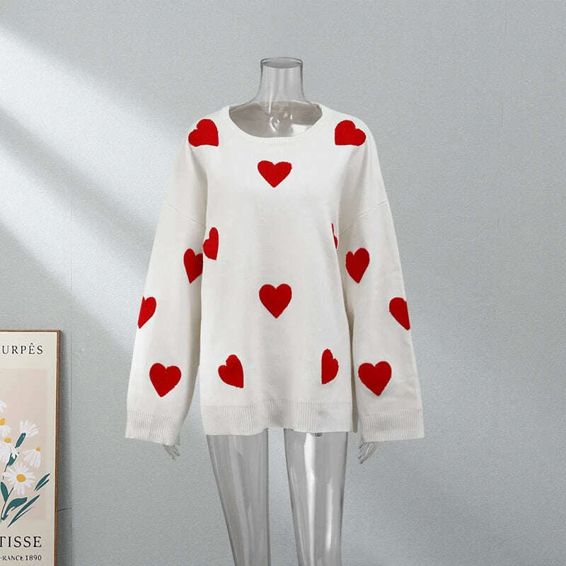 KIMLUD, Chic Sweet Love Embroidery Knitting Sweaters Women Long Sleeved O-neck Pullovers 2023 Winter New Female Casual Fashion Sweaters, KIMLUD Womens Clothes