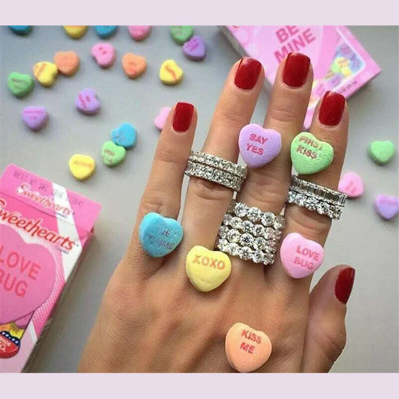 KIMLUD, choucong Multipl Cutting Eternity Promise Ring 5A Zircon Cz 925 Sterling Silver Engagement Wedding Band Rings for Women Men Gift, KIMLUD Womens Clothes