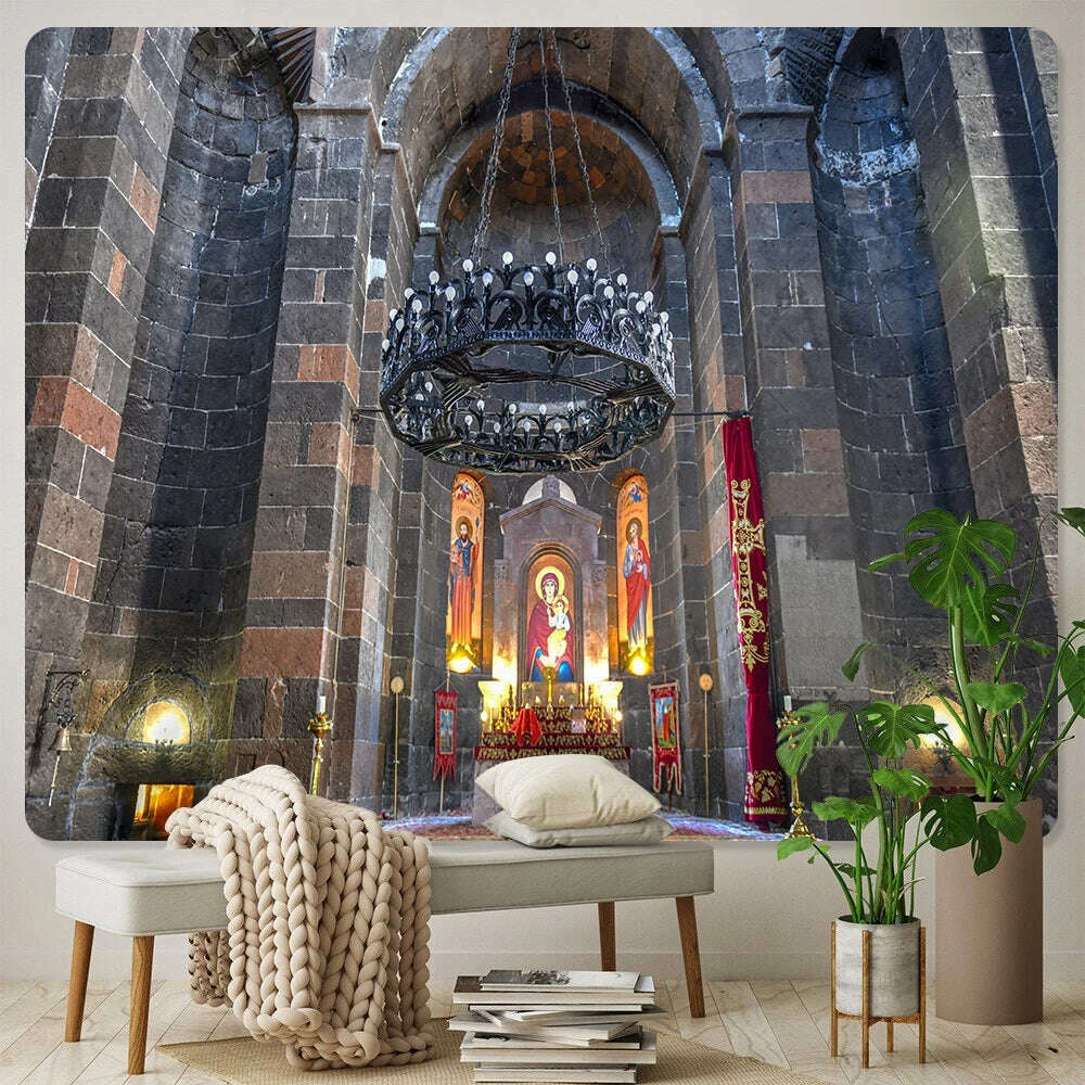 KIMLUD, Christian Church mural tapestry home decoration Bohemian decorative background wall cloth Angel tapestry bed sheet sofa blanket, KIMLUD Womens ClothesKIMLUD, Christian Church mural tapestry home decoration Bohemian decorative background wall cloth Angel tapestry bed sheet sofa blanket, A21-1046 / 150x130cm / China, KIMLUD APPAREL - Womens Clothes