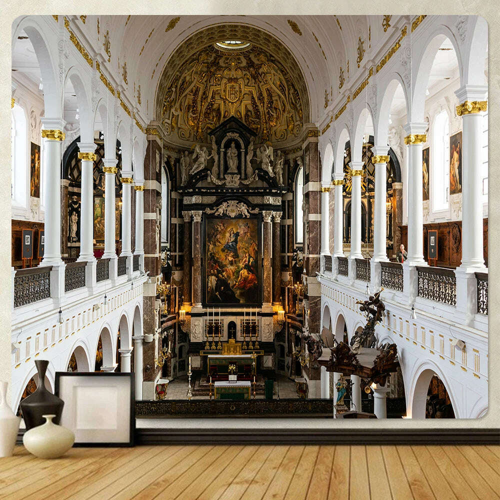 KIMLUD, Christian Church mural tapestry home decoration Bohemian decorative background wall cloth Angel tapestry bed sheet sofa blanket, KIMLUD Womens Clothes