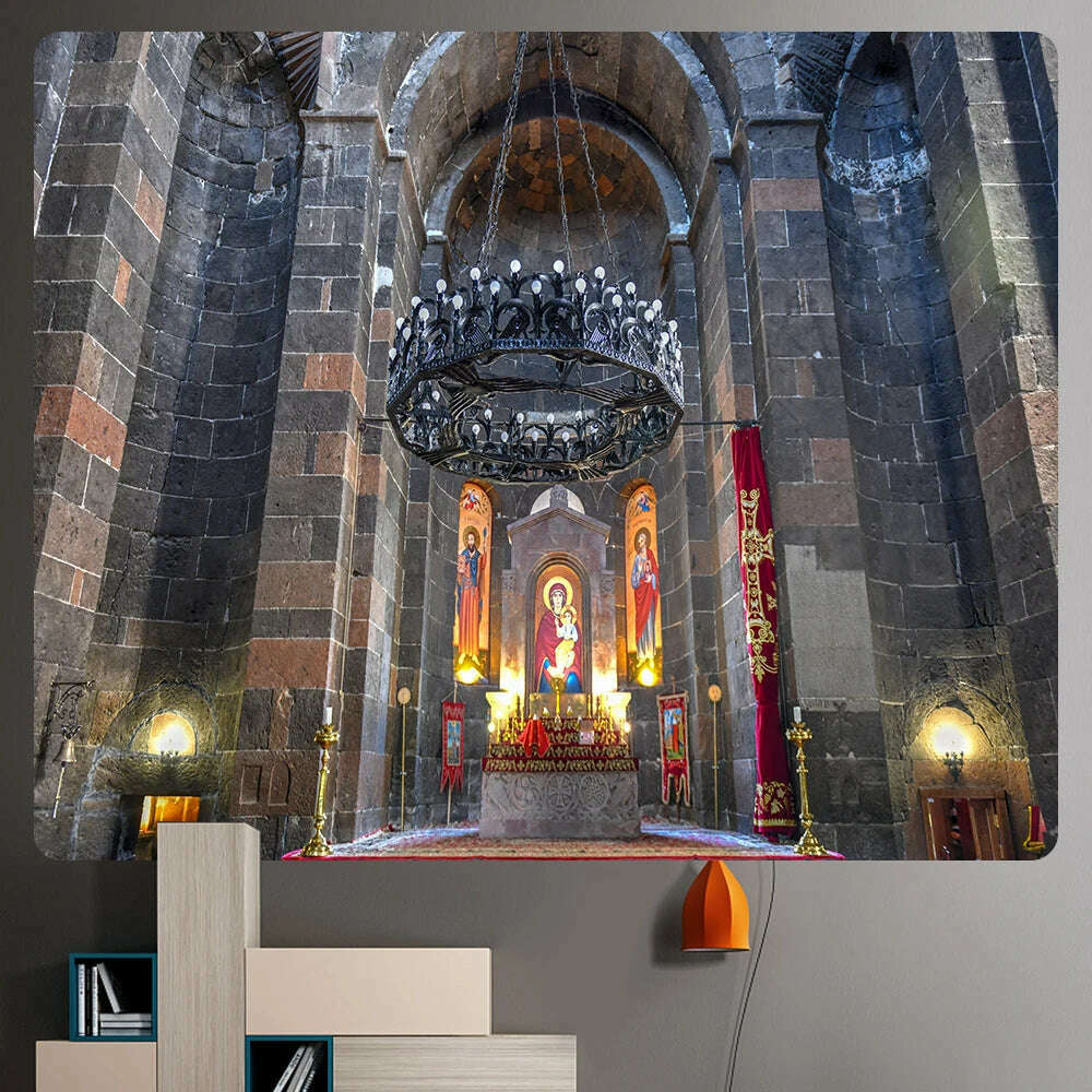 KIMLUD, Christian Church mural tapestry home decoration Bohemian decorative background wall cloth Angel tapestry bed sheet sofa blanket, KIMLUD Womens Clothes