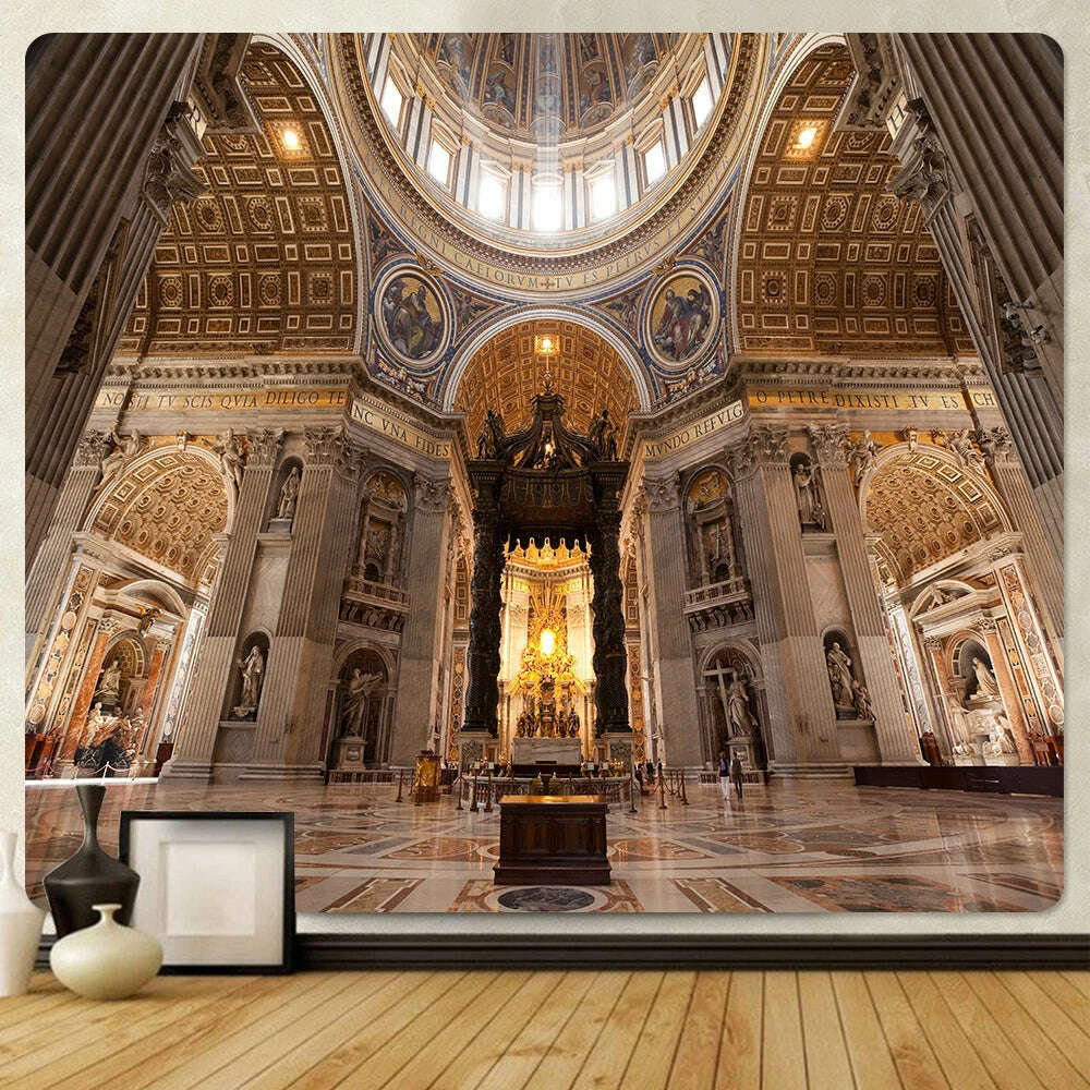 KIMLUD, Christian Church mural tapestry home decoration Bohemian decorative background wall cloth Angel tapestry bed sheet sofa blanket, KIMLUD Womens Clothes