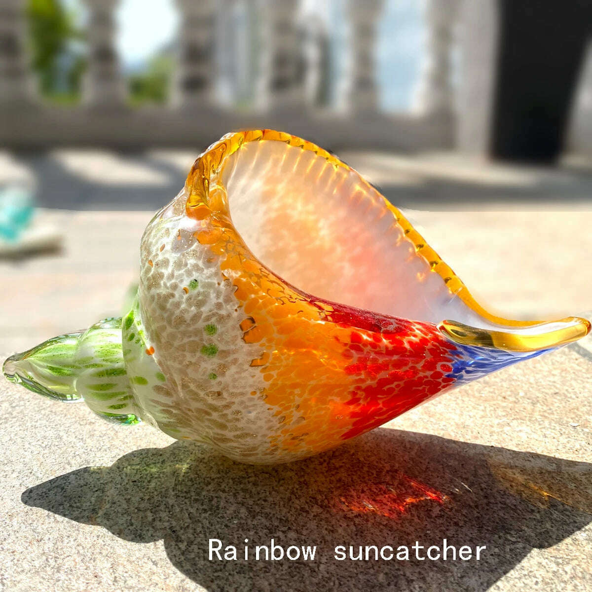 Christmas Gift Hand Blown Glass Seashell Conch Figurines Sculpture Fish Tank Table Decor Ocean Multicolor Nautical - KIMLUD