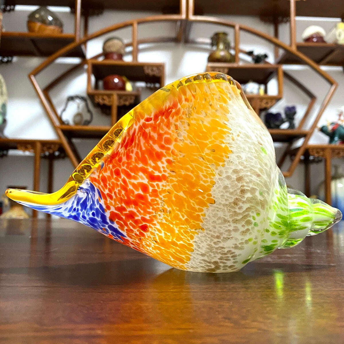 Christmas Gift Hand Blown Glass Seashell Conch Figurines Sculpture Fish Tank Table Decor Ocean Multicolor Nautical - KIMLUD