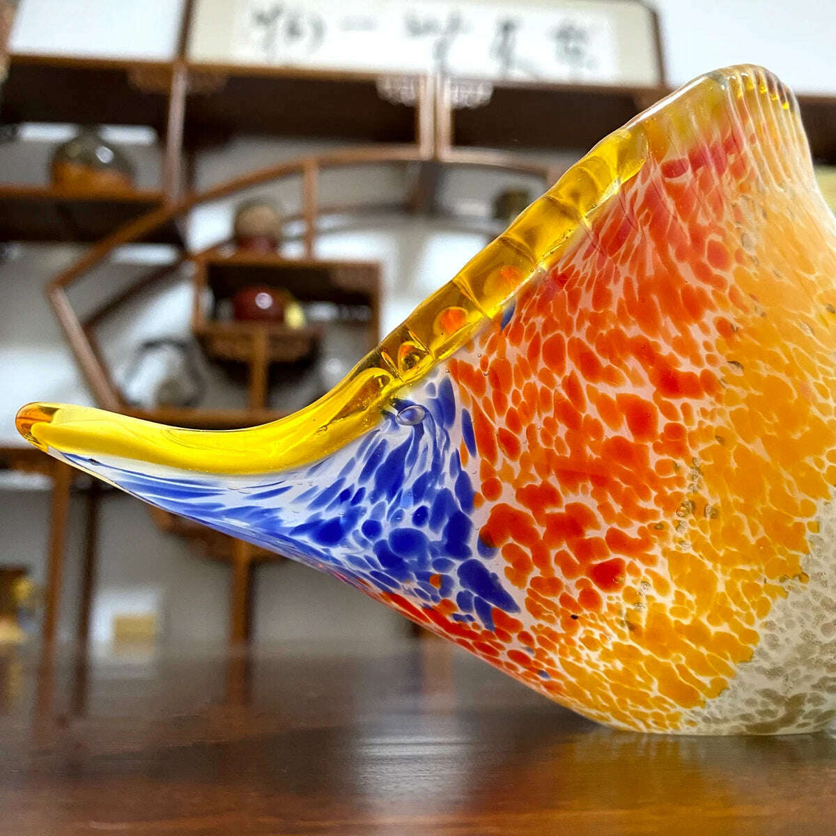 Christmas Gift Hand Blown Glass Seashell Conch Figurines Sculpture Fish Tank Table Decor Ocean Multicolor Nautical - KIMLUD