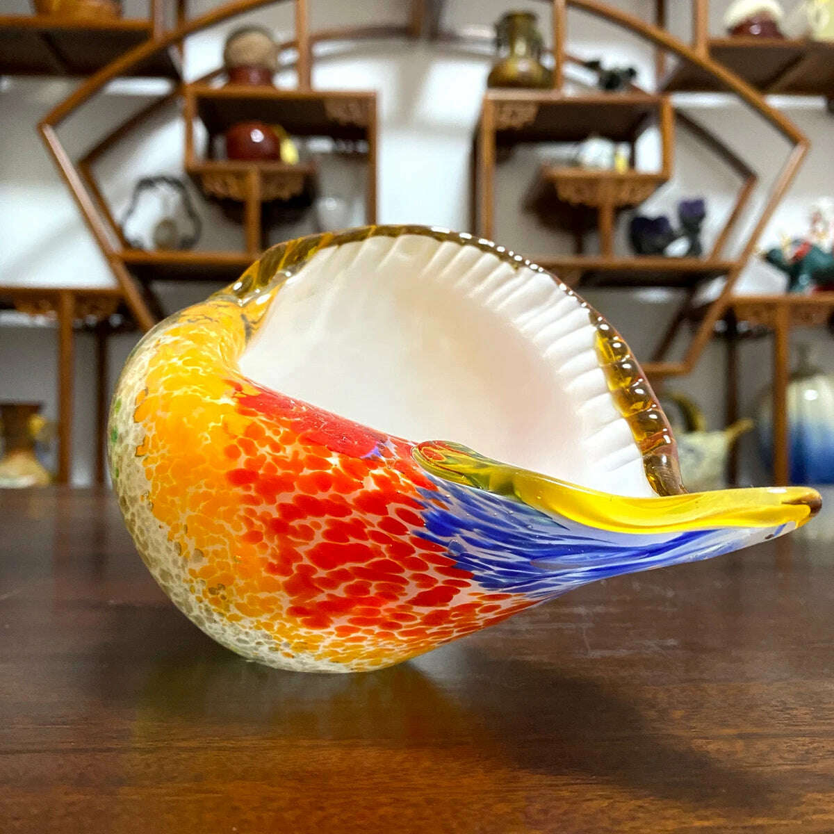 Christmas Gift Hand Blown Glass Seashell Conch Figurines Sculpture Fish Tank Table Decor Ocean Multicolor Nautical - KIMLUD
