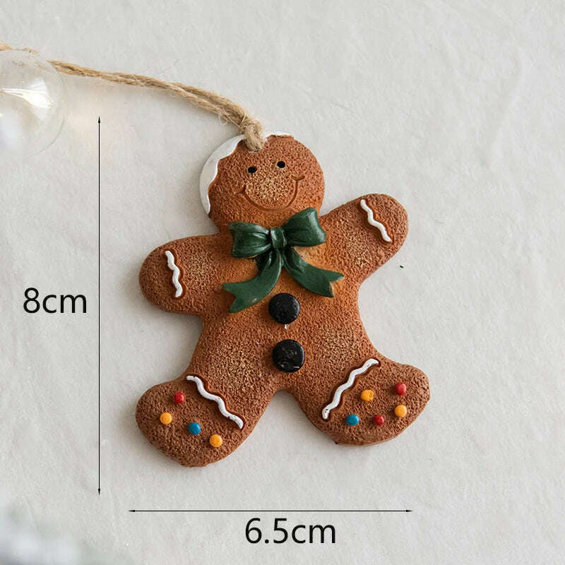 KIMLUD, Christmas Santa Snowman Gingerbread Man Resin Pendant Christmas Tree Decoration Ornaments DIY Kids Toys Noel Navidad Kerst 2023, H-5, KIMLUD APPAREL - Womens Clothes
