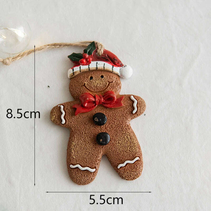 KIMLUD, Christmas Santa Snowman Gingerbread Man Resin Pendant Christmas Tree Decoration Ornaments DIY Kids Toys Noel Navidad Kerst 2023, H-3, KIMLUD APPAREL - Womens Clothes