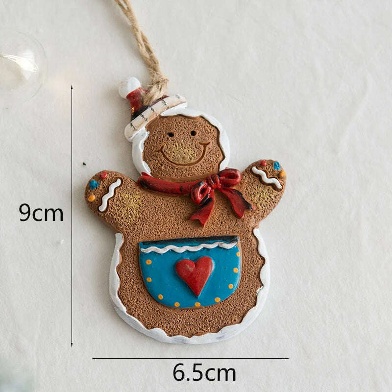 KIMLUD, Christmas Santa Snowman Gingerbread Man Resin Pendant Christmas Tree Decoration Ornaments DIY Kids Toys Noel Navidad Kerst 2023, H-2, KIMLUD APPAREL - Womens Clothes