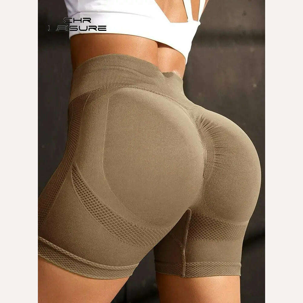 KIMLUD, CHRLEISURE Summer Push Up Sexy Gym Cycling Shorts Women Solid Color High Waist Fitness Sport Women Shorts Seamless Short Pants, KIMLUD Womens Clothes