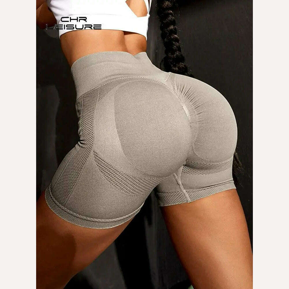 KIMLUD, CHRLEISURE Summer Push Up Sexy Gym Cycling Shorts Women Solid Color High Waist Fitness Sport Women Shorts Seamless Short Pants, KIMLUD Womens Clothes