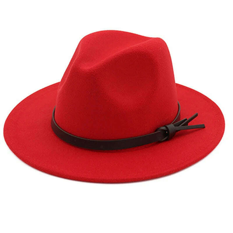 KIMLUD, Church winter Hats For Women Bucket caps Soft Vintage Wide Brim Wool Felt Bowler Fedora Hat Floppy Cloche Women's Large Cap, Red / XXL, KIMLUD APPAREL - Womens Clothes