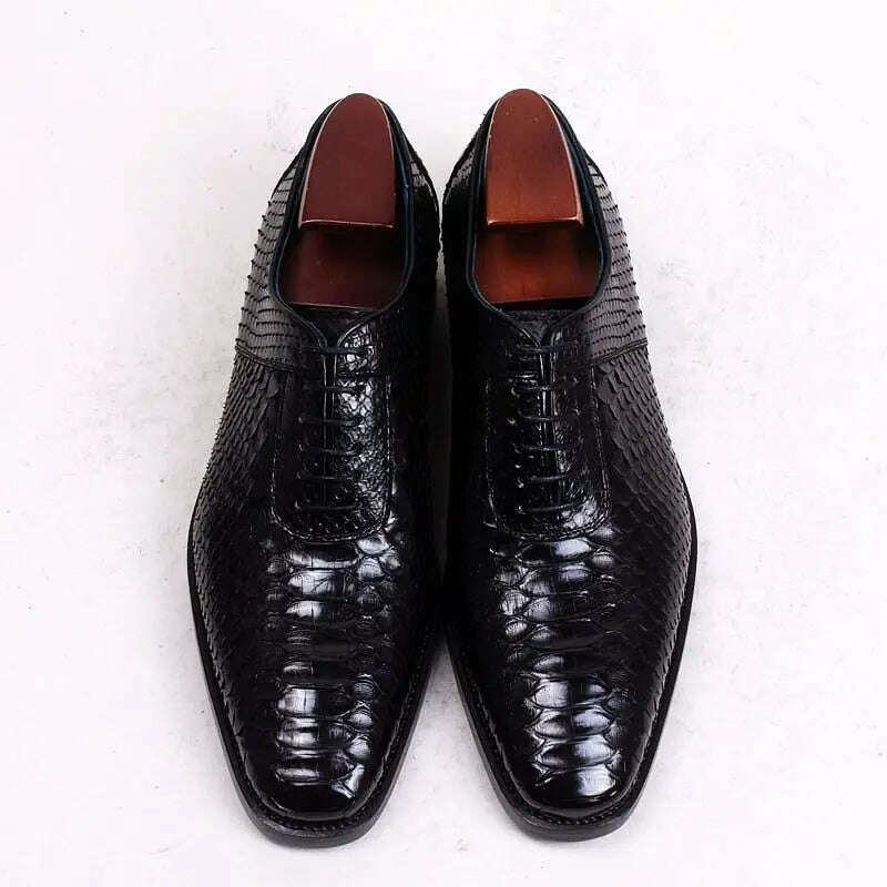 cie Handmade Goodyear Welted Python Leather Men Shoe Breathable Leather Bottom Outsole - KIMLUD
