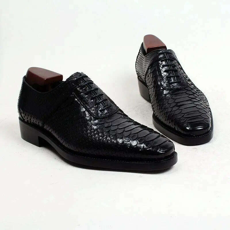 cie Handmade Goodyear Welted Python Leather Men Shoe Breathable Leather Bottom Outsole - KIMLUD